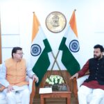 केन्द्रीय नागरिक उड्डयन मंत्री किंजरापु राममोहन नायडू से मुख्यमंत्री पुष्कर सिंह धामी ने की भेंट।